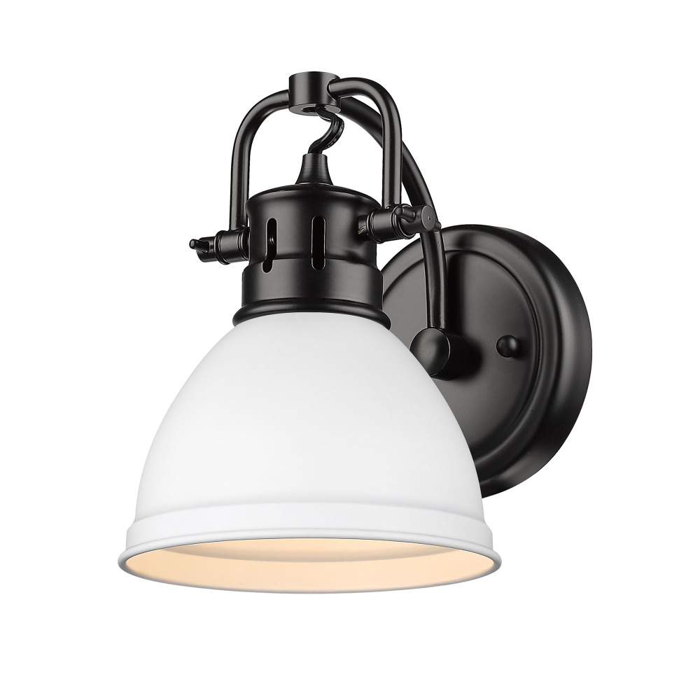 Yep by Golden Lighting Duncan 1-light Vanity in Matte Black and Matte White shade